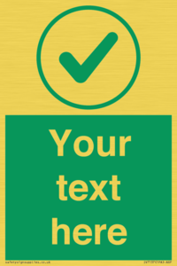 Custom green background, green tick in circle sign